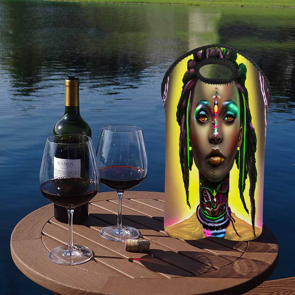 Dreads & Braids, 2 bottle wine bag, picnic or gift, african tribalgirlz Fulangiara 29