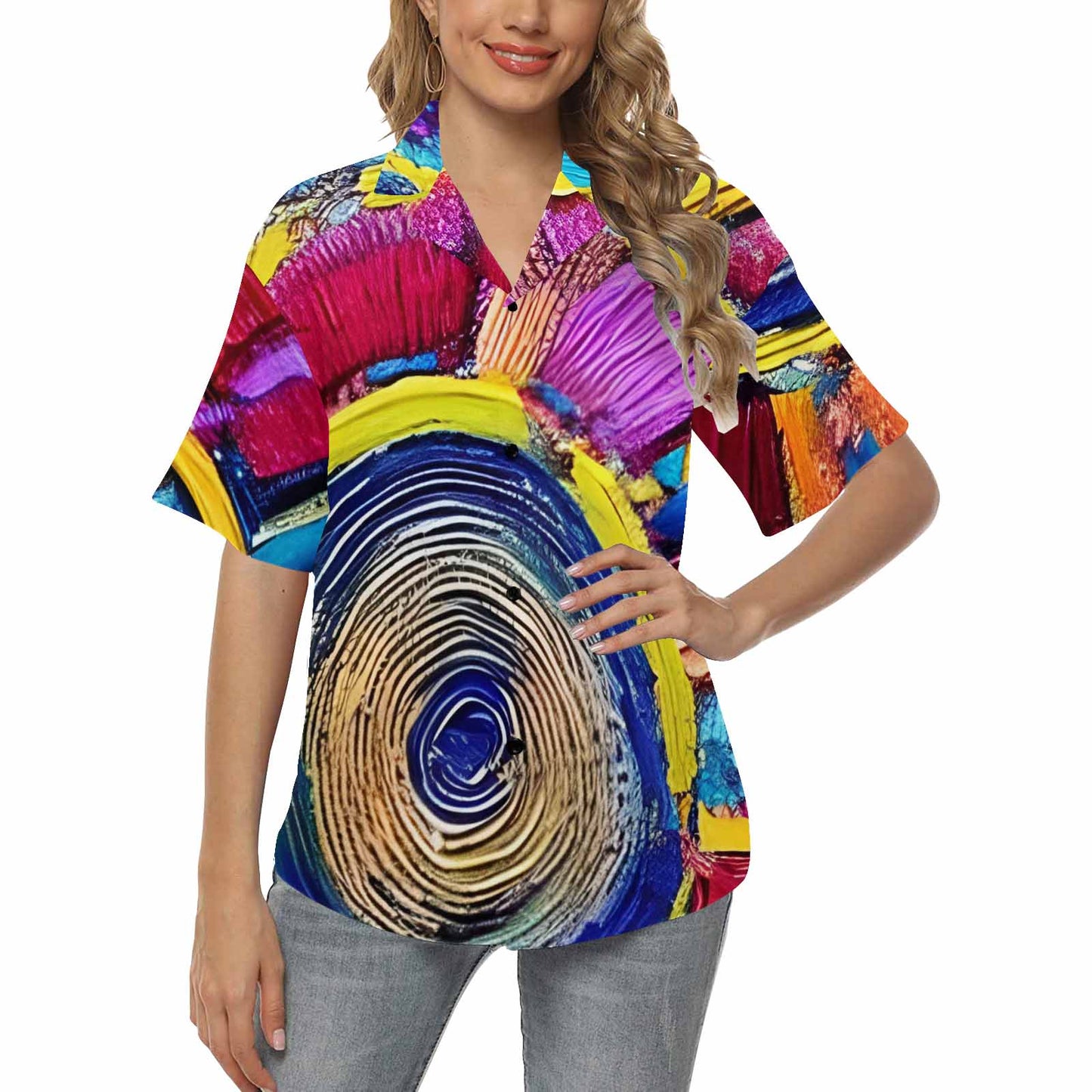 African Art, womens Hawaiian shirt, design 04