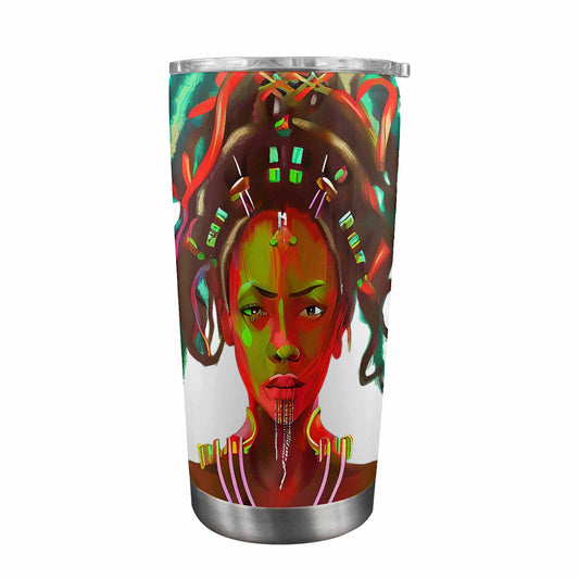 Dreads & Braids, Transparent Tumbler, mug, african tribal, outline BL, Fulangiara 39