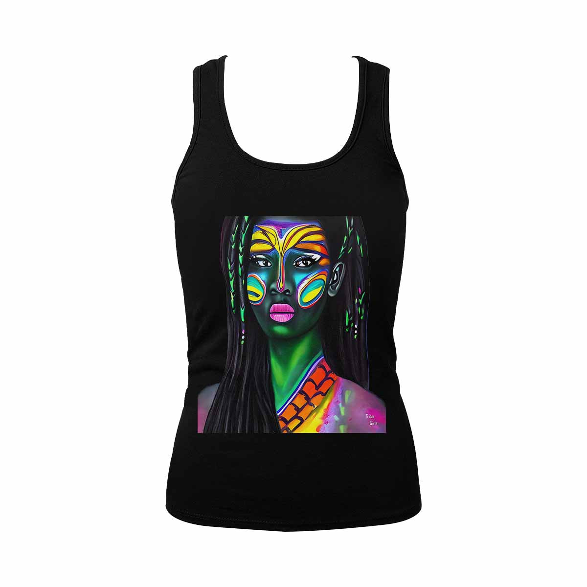 Dreads & Braids, BLACK tank top, cotton, african tribal, outline MCL, Fulangiara 19