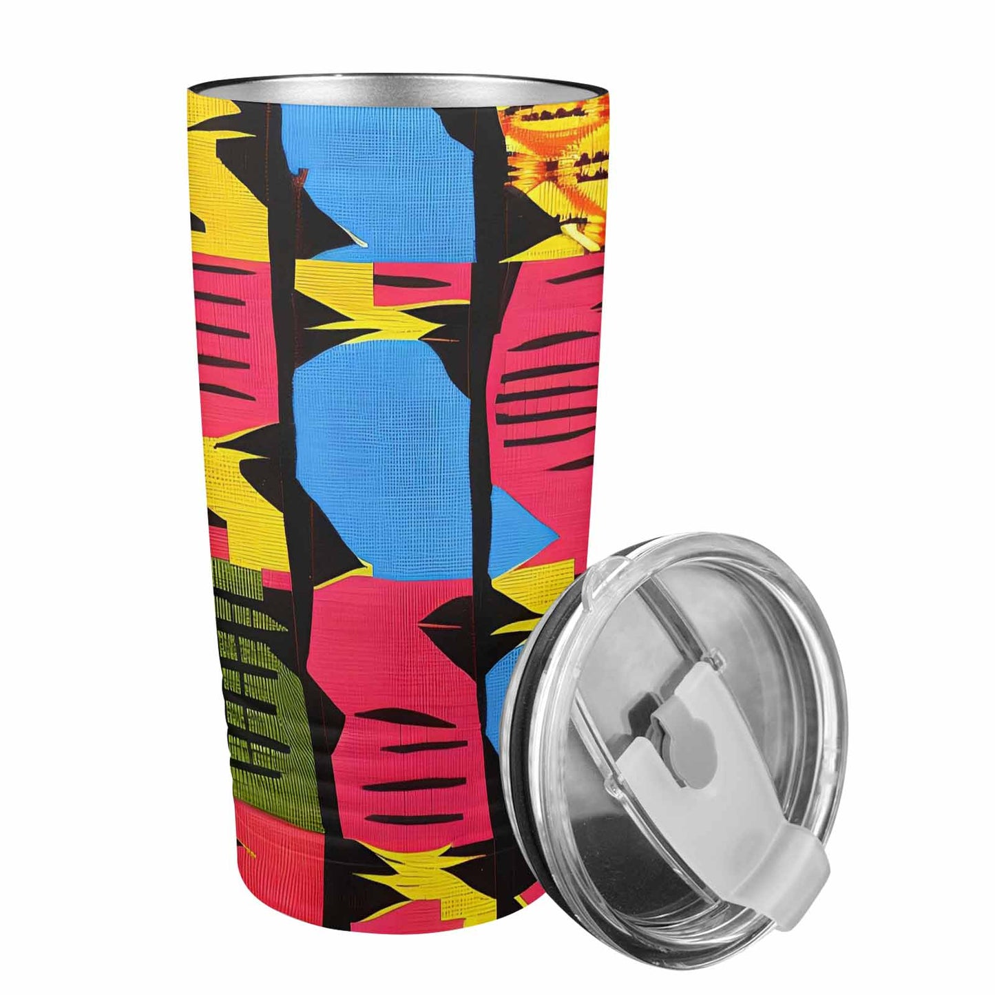 African Art, stainless steel insulated tumbler, travel mug, design 31