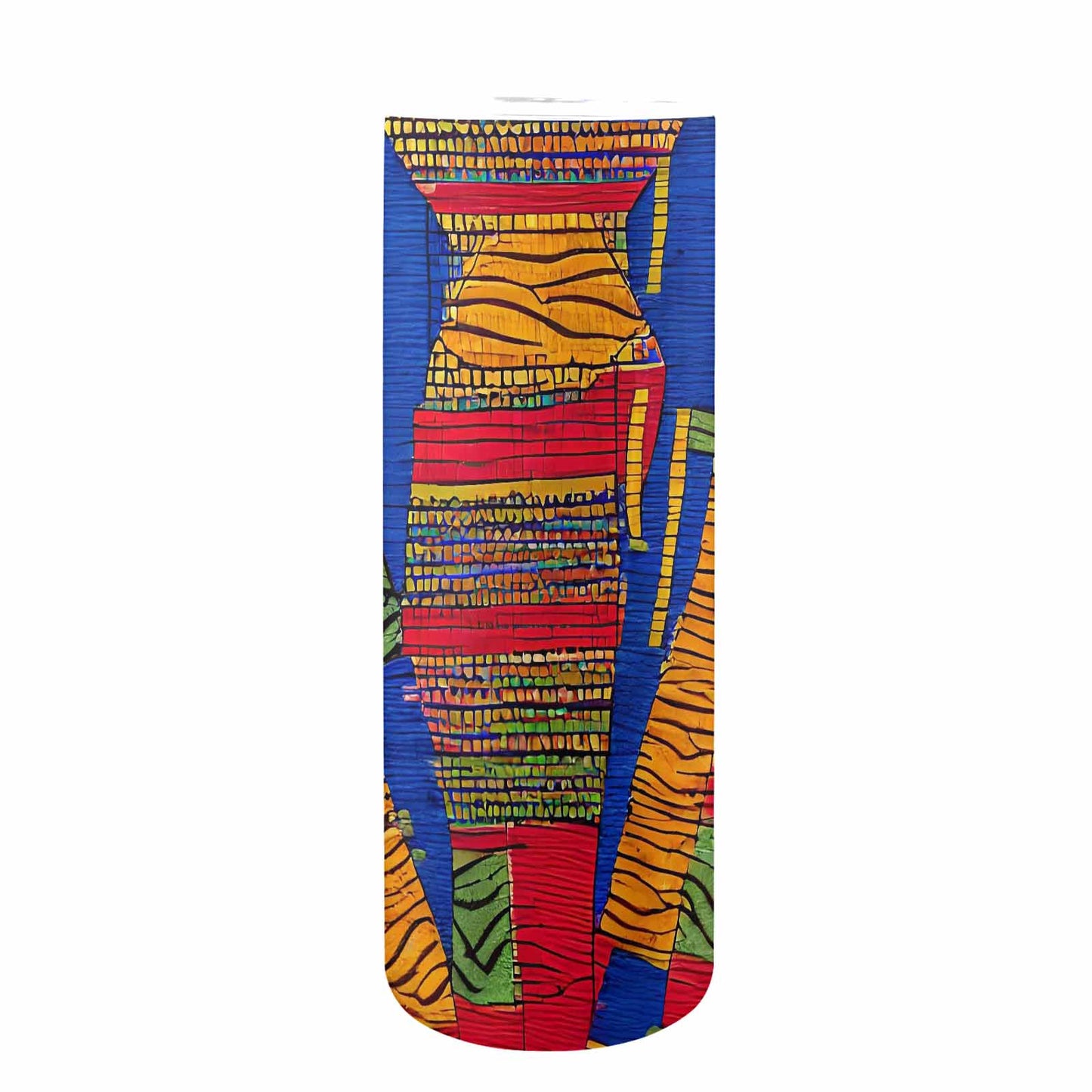 African Art, tall stainless steel insulated tumbler, travel mug, design 25