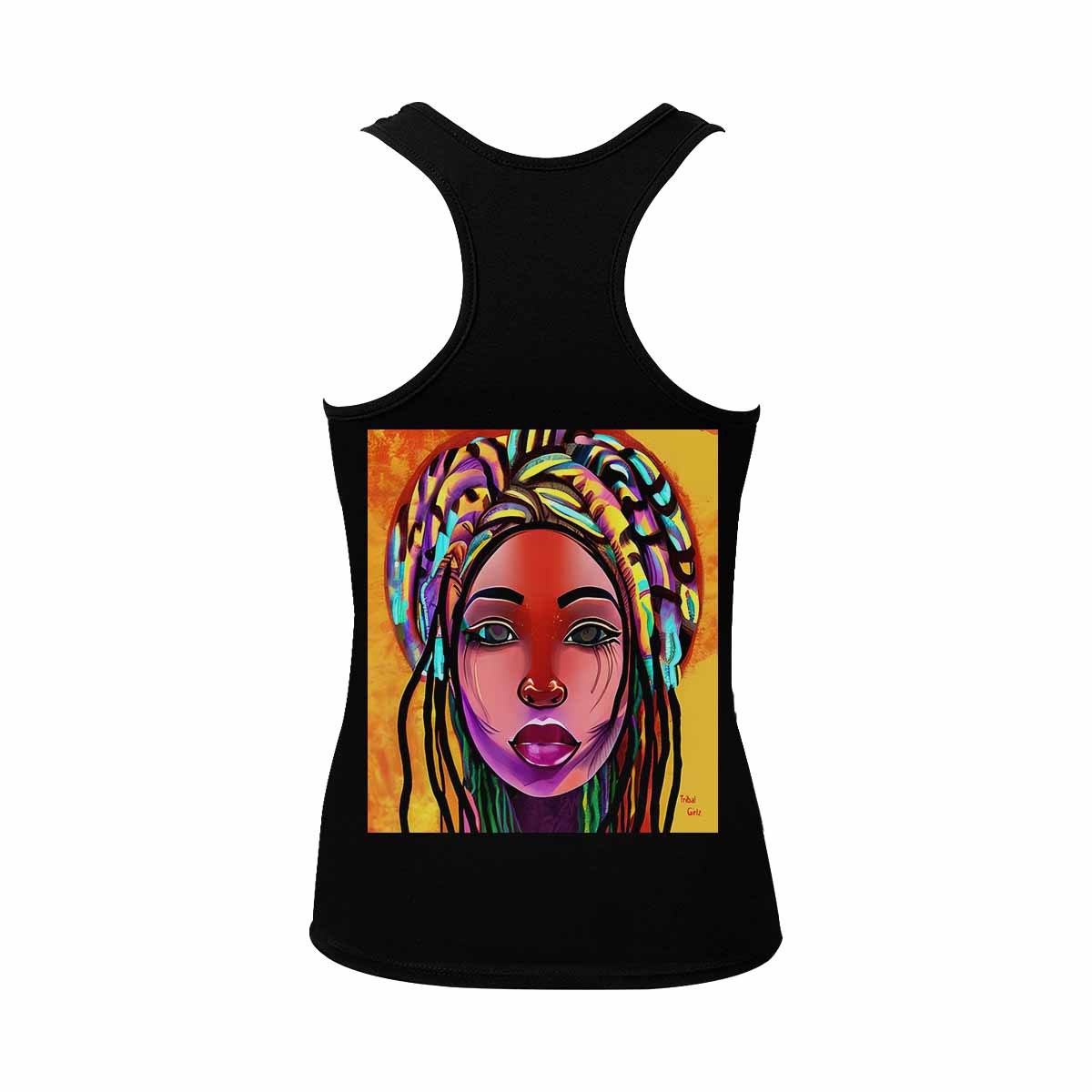 Dreads & Braids, BLACK tank top, cotton, african tribal, full image Fulangiara 22