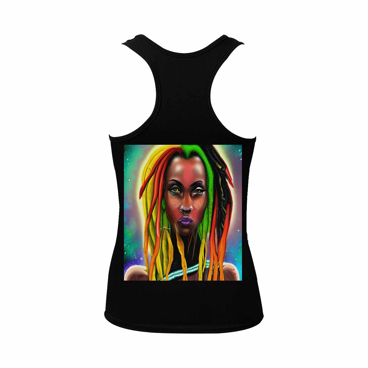 Dreads & Braids, BLACK tank top, cotton, african tribal, full image Fulangiara 25