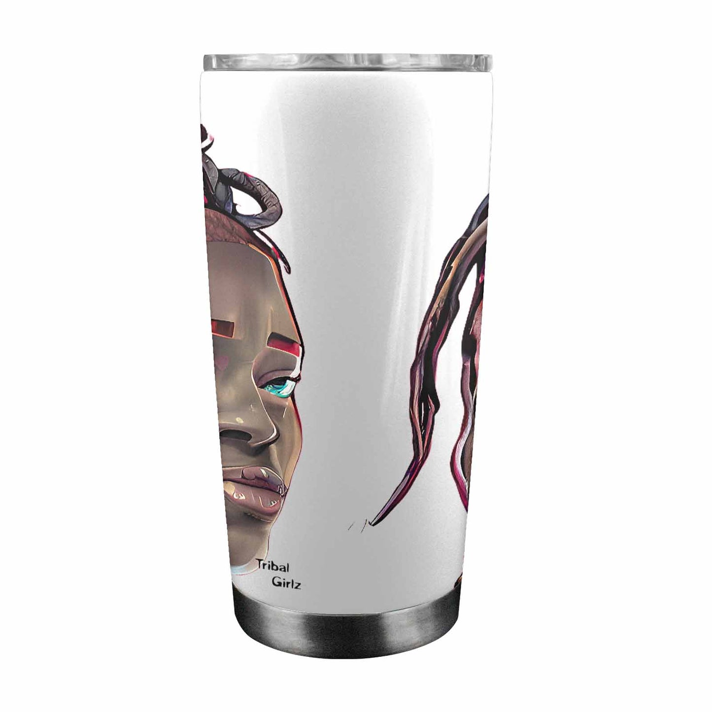 Dreads & Braids, Transparent Tumbler, mug, african tribal, outline BL, Fulangiara 40