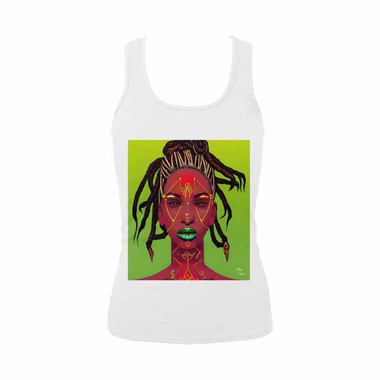 Dreads & Braids, WHITE tank top, cotton, african tribal, full image Fulangiara 49