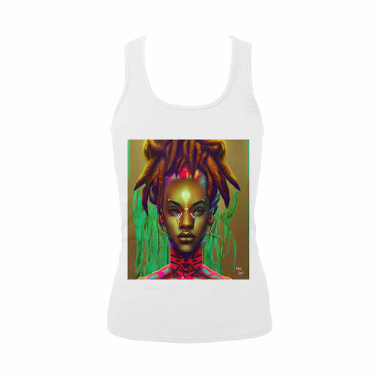 Dreads & Braids, WHITE tank top, cotton, african tribal, full image Fulangiara 43