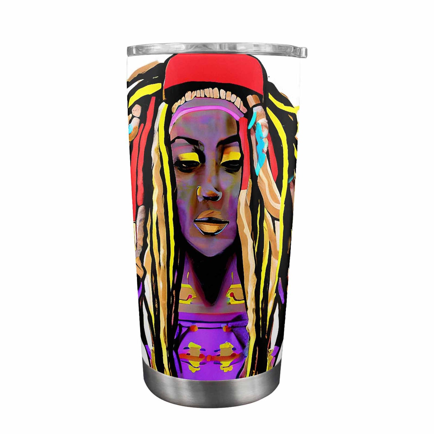 Dreads & Braids, Transparent Tumbler, mug, african tribal, outline BL, Fulangiara 14