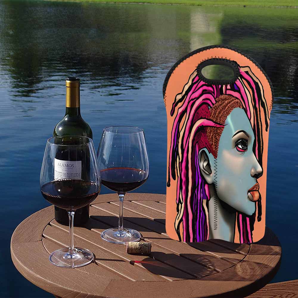 Dreads & Braids, 2 bottle wine bag, picnic or gift, african tribalgirlz Fulangiara 5