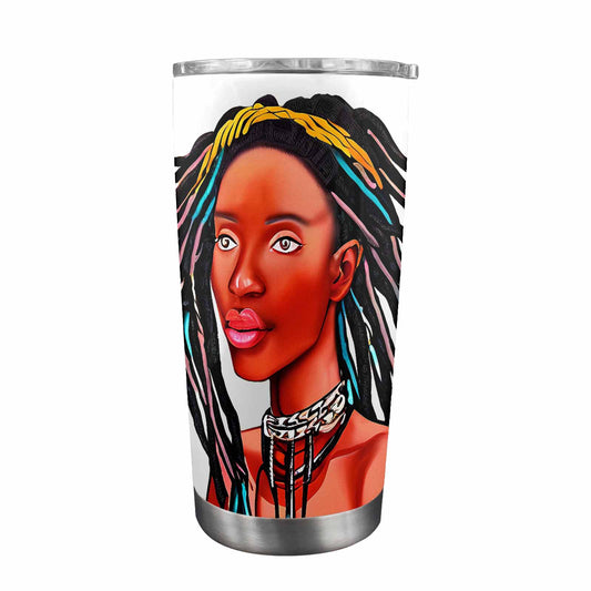 Dreads & Braids, Transparent Tumbler, mug, african tribal, outline BL, Fulangiara 13