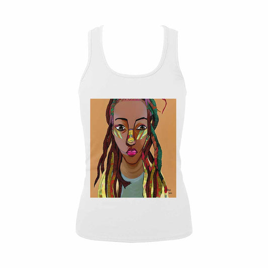 Dreads & Braids, WHITE tank top, cotton, african tribal, full image Fulangiara 26