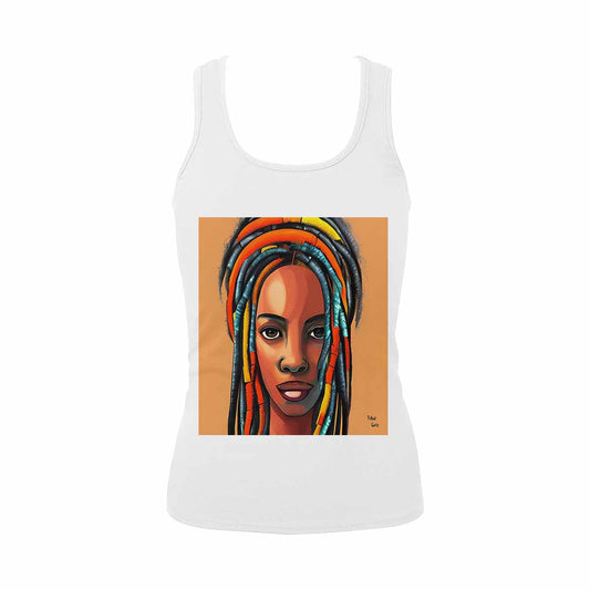 Dreads & Braids, WHITE tank top, cotton, african tribal, full image Fulangiara 8