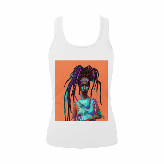 Dreads & Braids, WHITE tank top, cotton, african tribal, full image Fulangiara 32