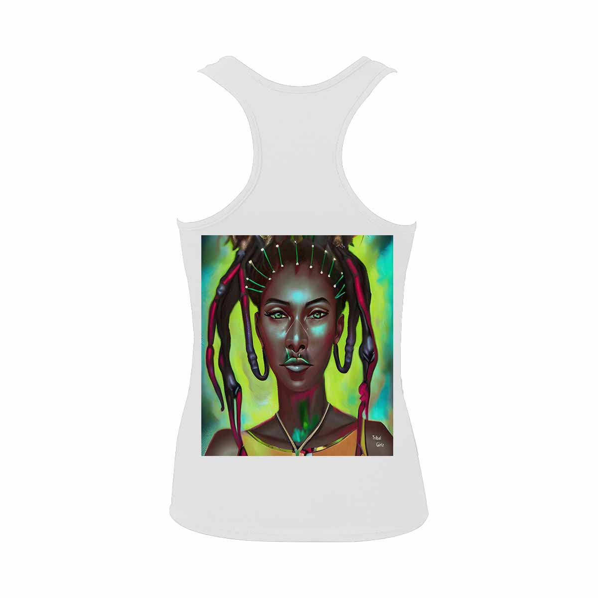 Dreads & Braids, WHITE tank top, cotton, african tribal, full image Fulangiara 31