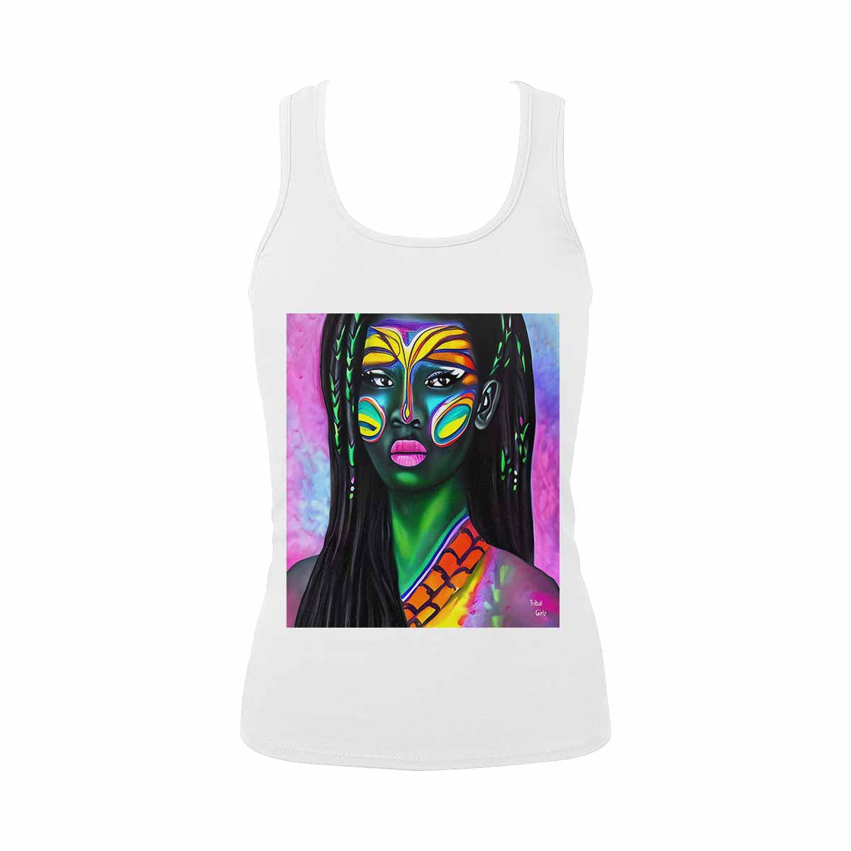 Dreads & Braids, WHITE tank top, cotton, african tribal, full image Fulangiara 19