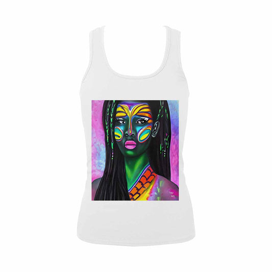 Dreads & Braids, WHITE tank top, cotton, african tribal, full image Fulangiara 19