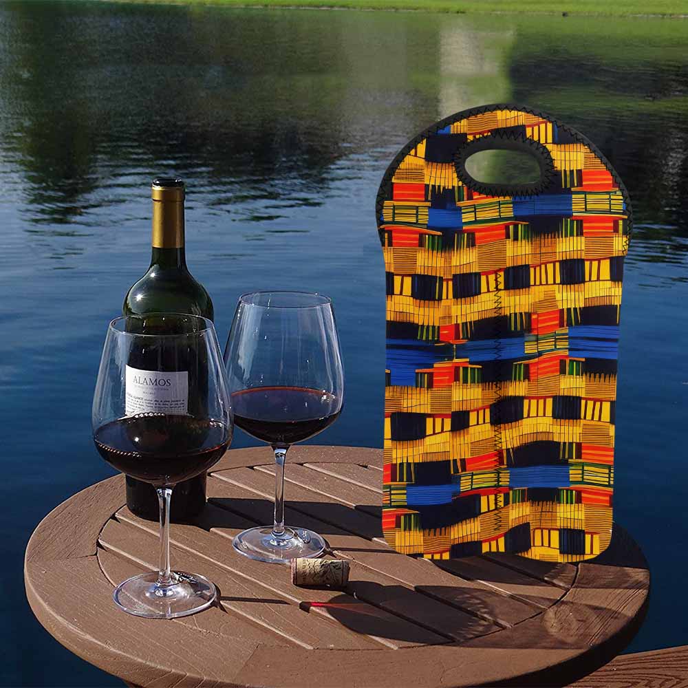 African Art, chic 2 bottle wine bag, design 27