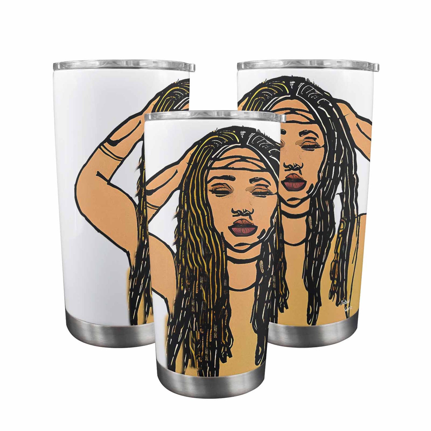 Dreads & Braids, Transparent Tumbler, mug, african tribal, outline MCL, Fulangiara 24