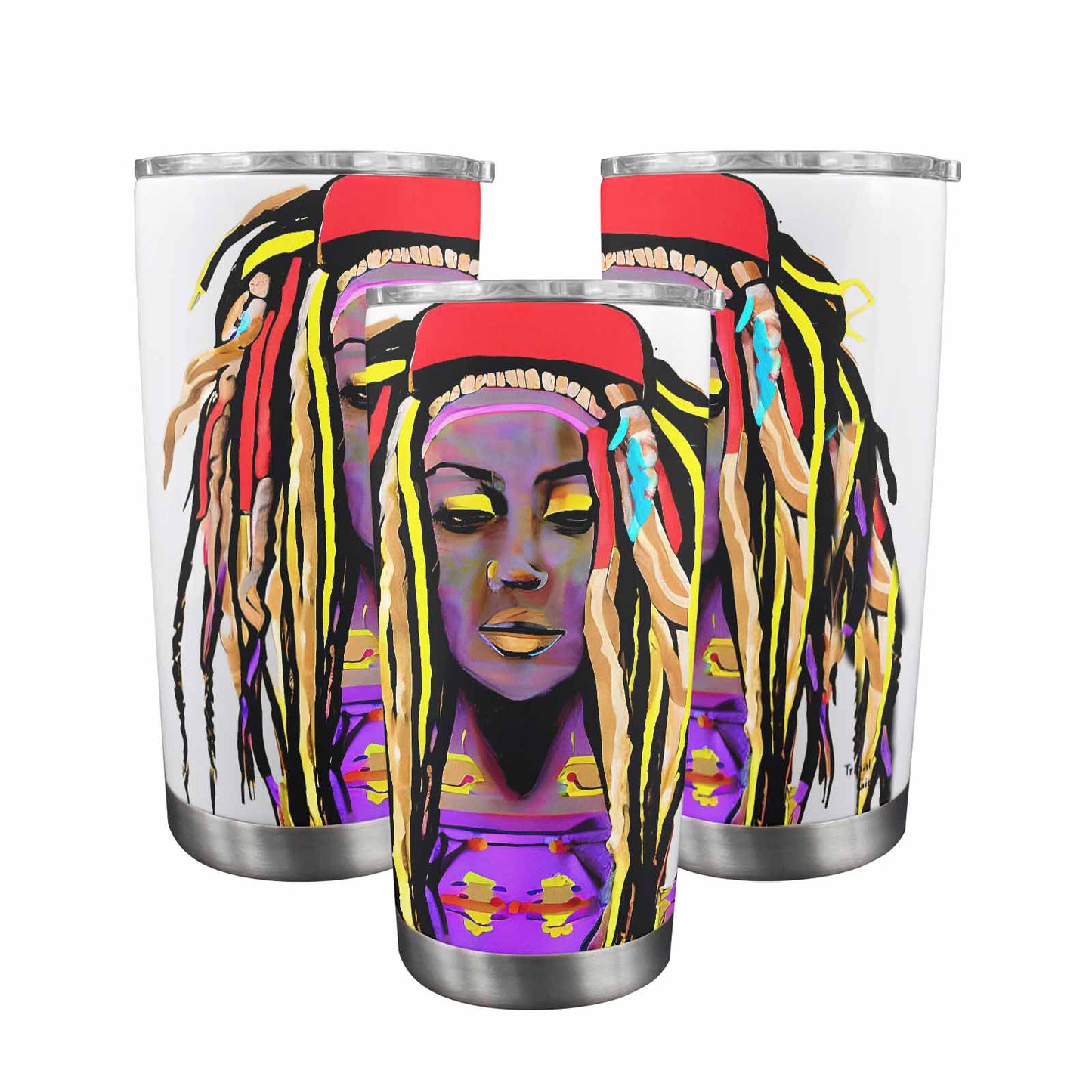 Dreads & Braids, Transparent Tumbler, mug, african tribal, outline BL, Fulangiara 14