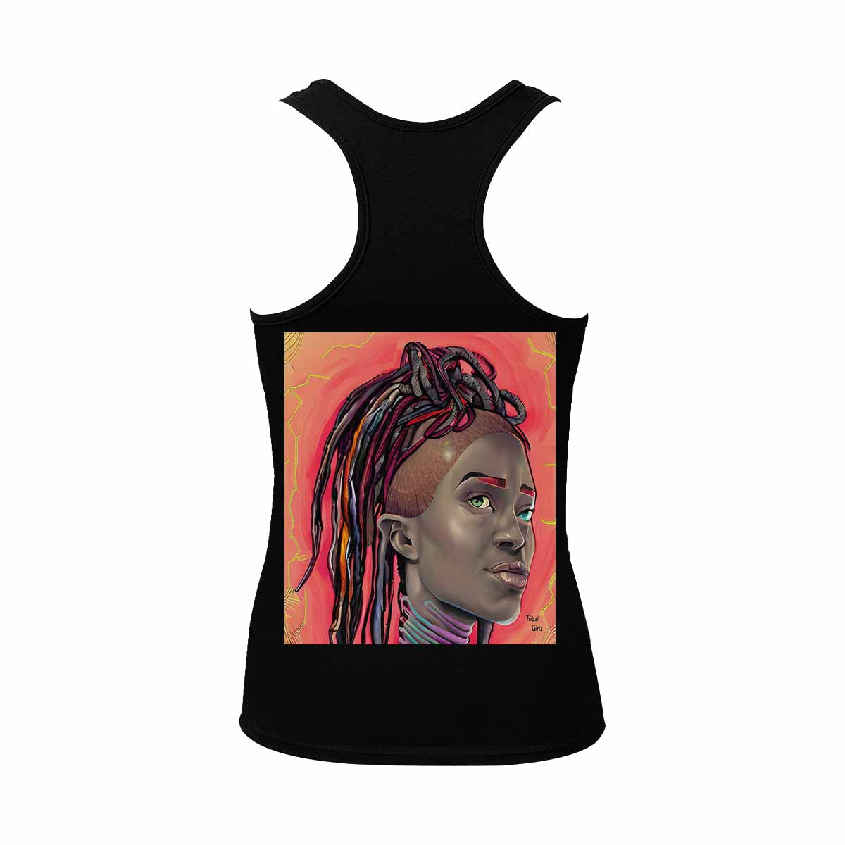 Dreads & Braids, BLACK tank top, cotton, african tribal, full image Fulangiara 40