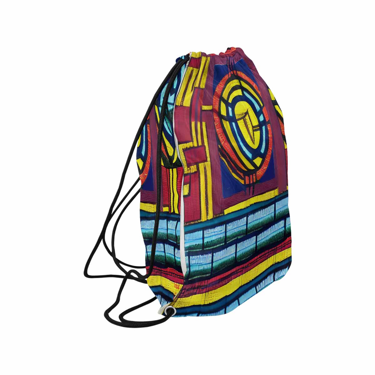 African artsy drawstring sling bag, design 28