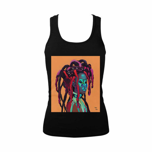 Dreads & Braids, BLACK tank top, cotton, african tribal, full image Fulangiara 7