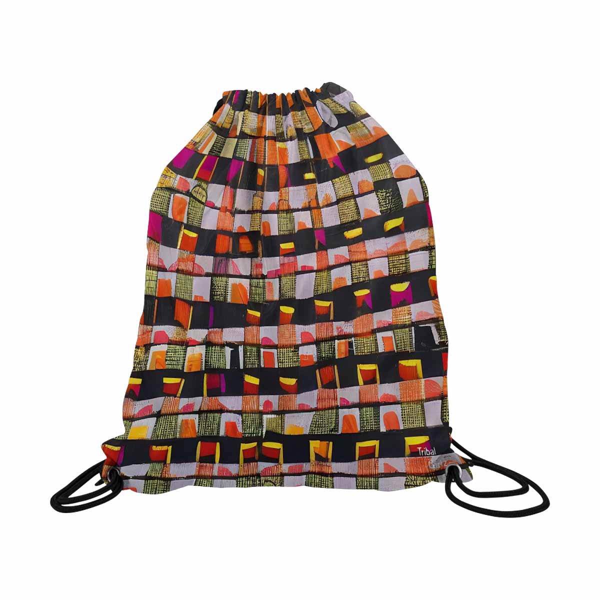 African artsy drawstring sling bag, design 17