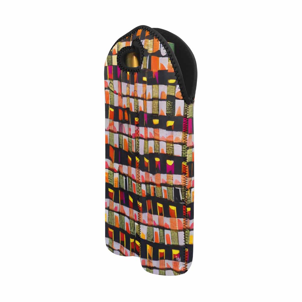 African Art, chic 2 bottle wine bag, design 17