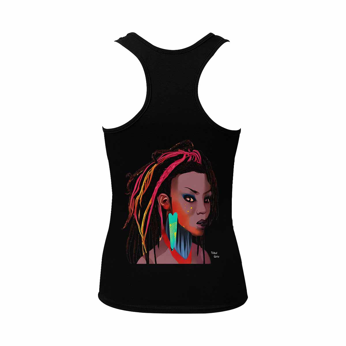 Dreads & Braids, BLACK tank top, cotton, african tribal, outline WL, Fulangiara 27