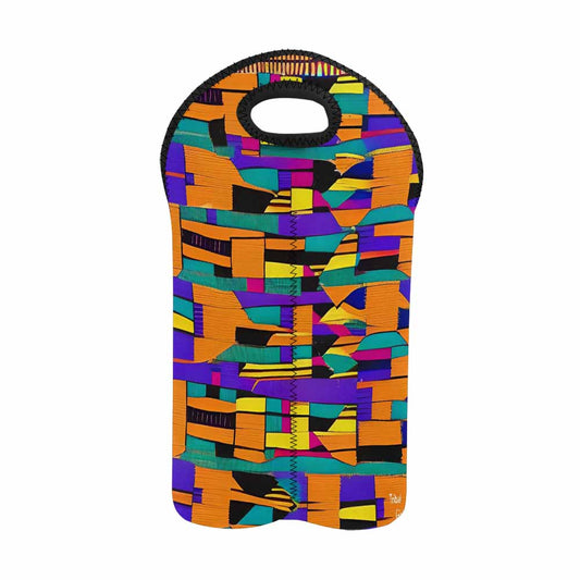 African Art, chic 2 bottle wine bag, design 39