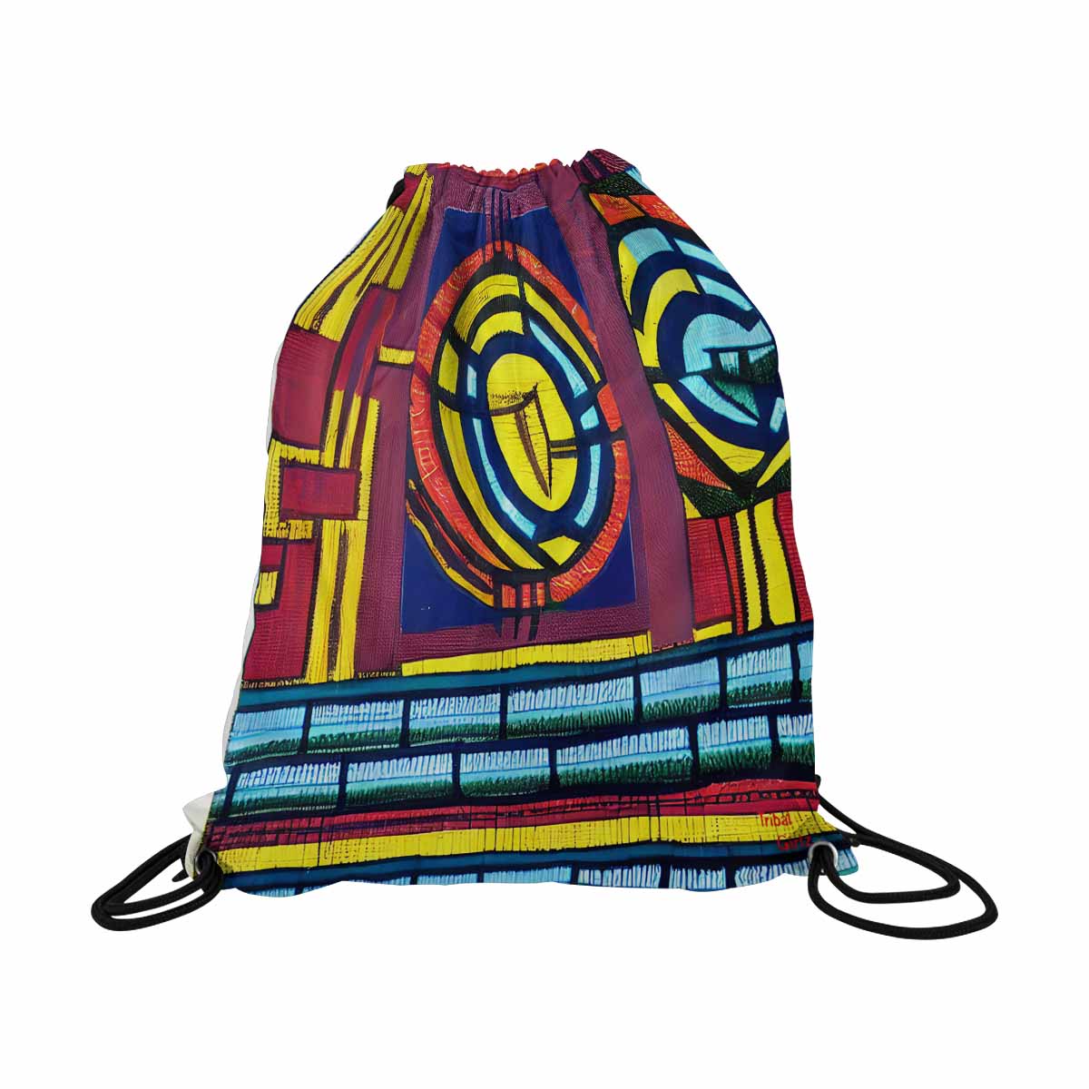 African artsy drawstring sling bag, design 28