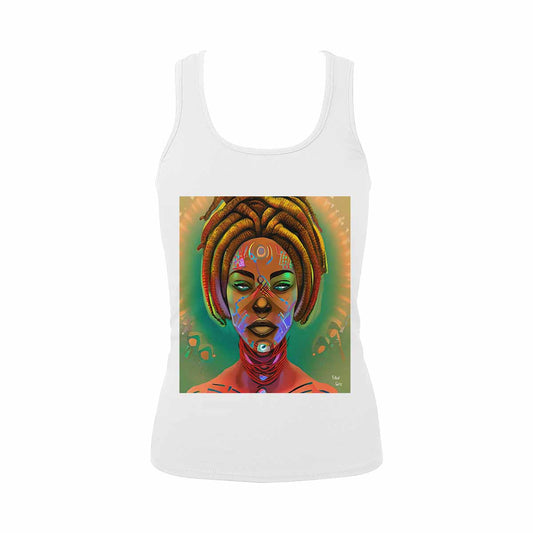 Dreads & Braids, WHITE tank top, cotton, african tribal, full image Fulangiara 46