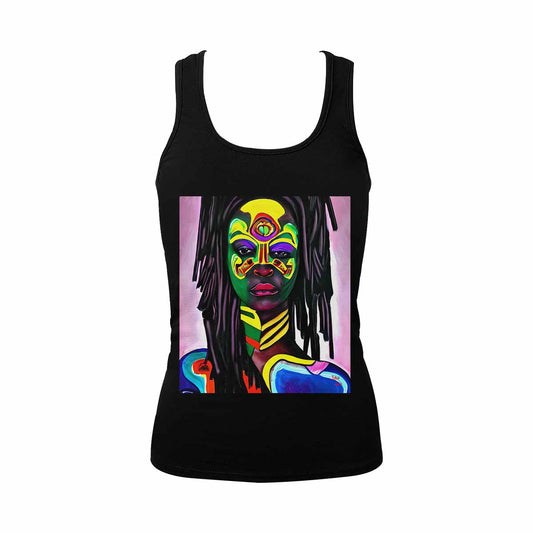 Dreads & Braids, BLACK tank top, cotton, african tribal, full image Fulangiara 15