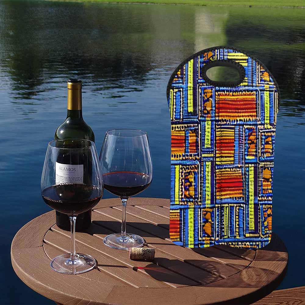 African Art, chic 2 bottle wine bag, design 09