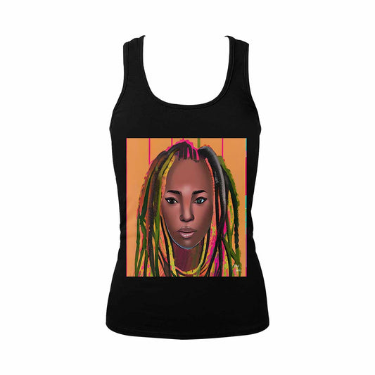 Dreads & Braids, BLACK tank top, cotton, african tribal, full image Fulangiara 12