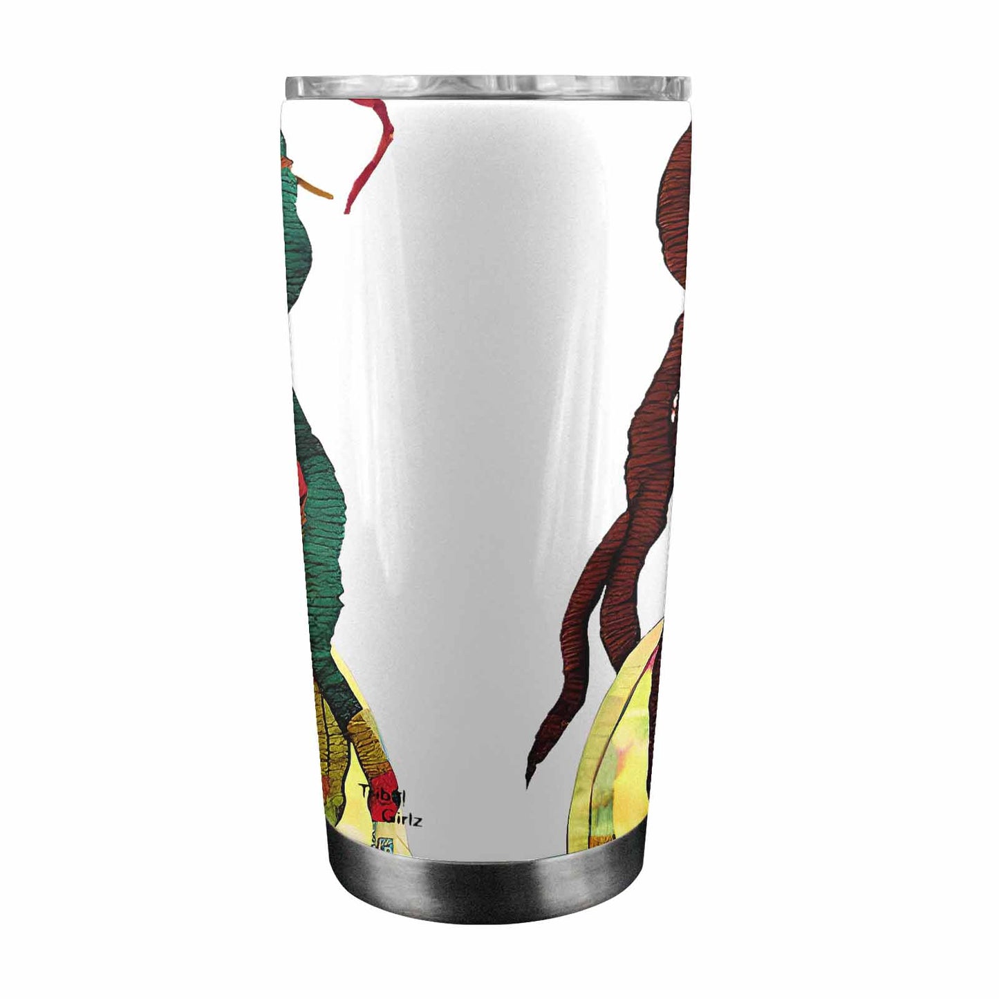 Dreads & Braids, Transparent Tumbler, mug, african tribal, outline BL, Fulangiara 26