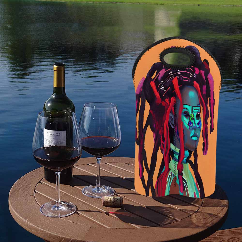 Dreads & Braids, 2 bottle wine bag, picnic or gift, african tribalgirlz Fulangiara 7