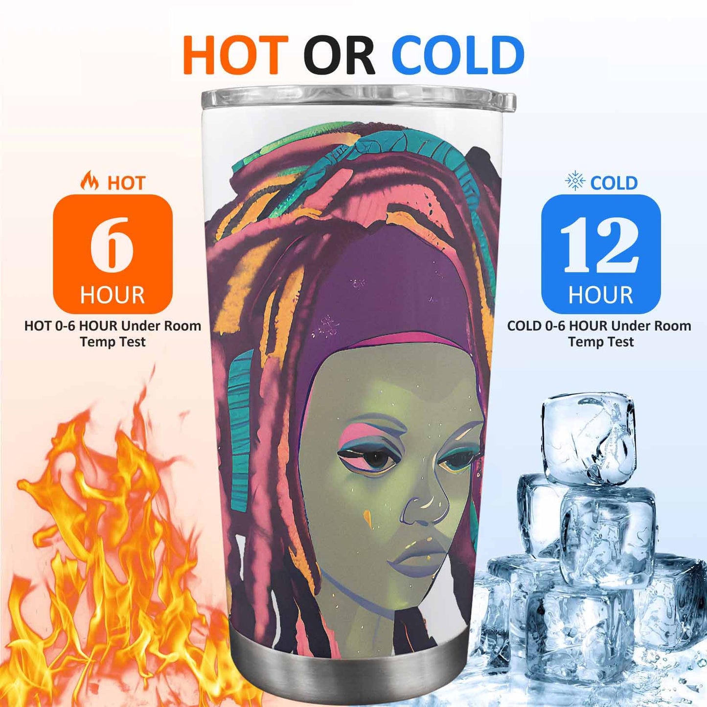 Dreads & Braids, Transparent Tumbler, mug, african tribal, outline BL, Fulangiara 9