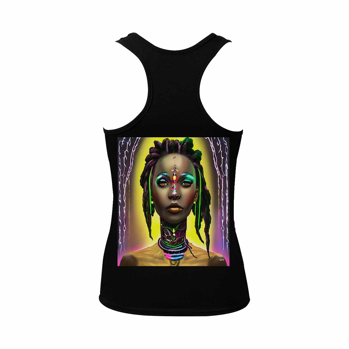 Dreads & Braids, BLACK tank top, cotton, african tribal, full image Fulangiara 29