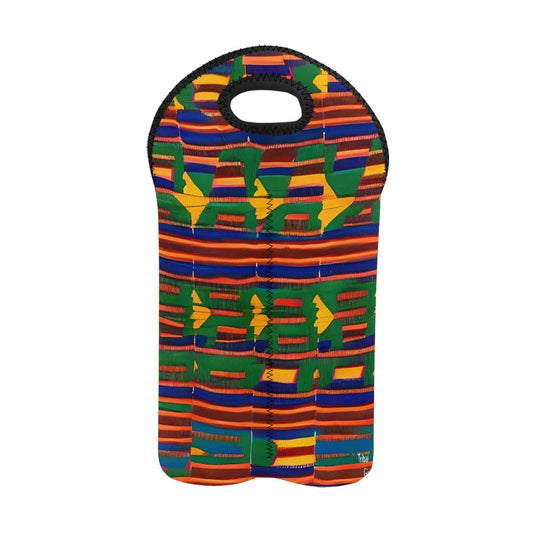 African Art, chic 2 bottle wine bag, design 07