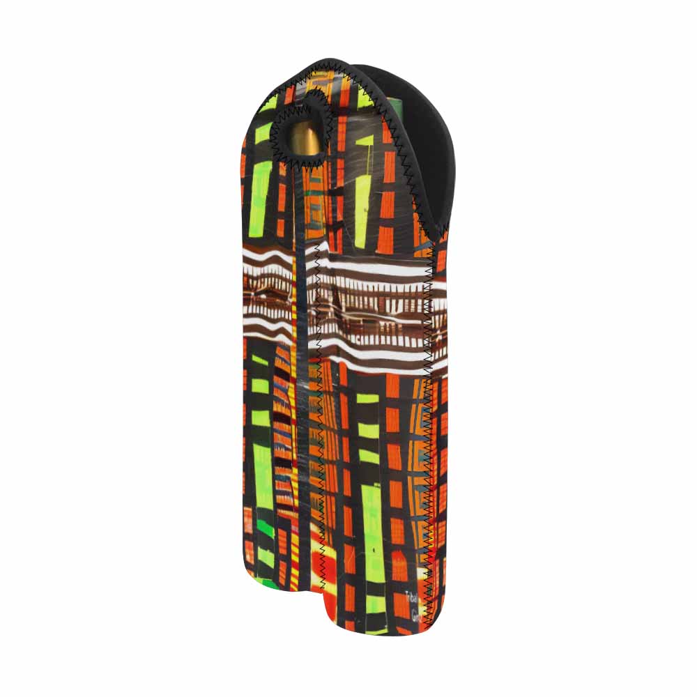 African Art, chic 2 bottle wine bag, design 13