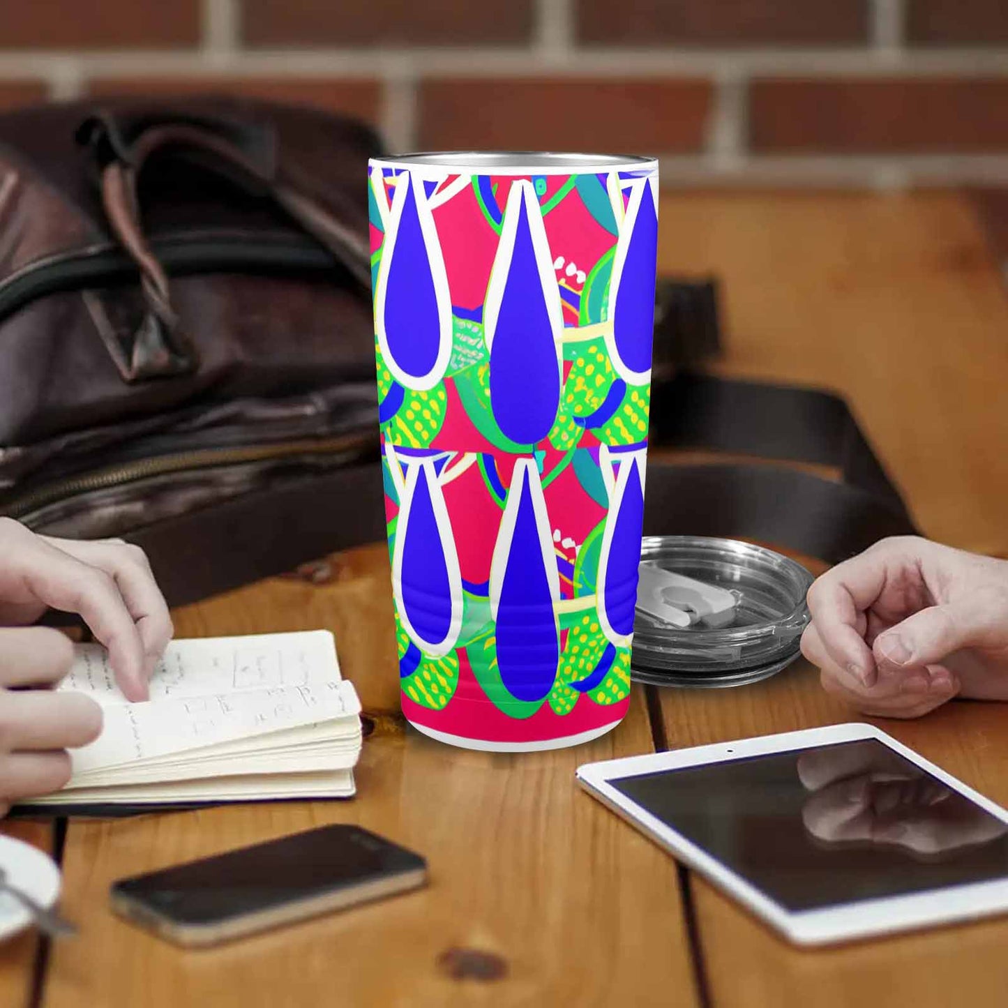 African Art, stainless steel insulated tumbler, travel mug, design 33