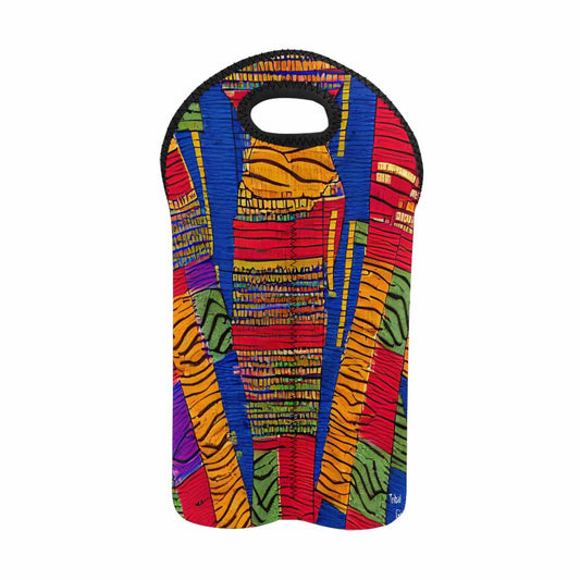 African Art, chic 2 bottle wine bag, design 25