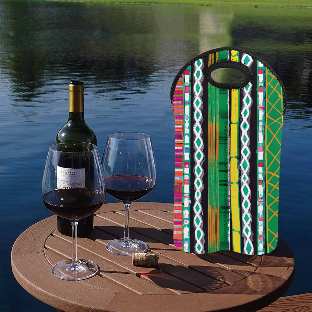 African Art, chic 2 bottle wine bag, design 48