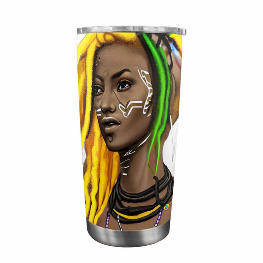 Dreads & Braids, Transparent Tumbler, mug, african tribal, outline MCL, Fulangiara 1