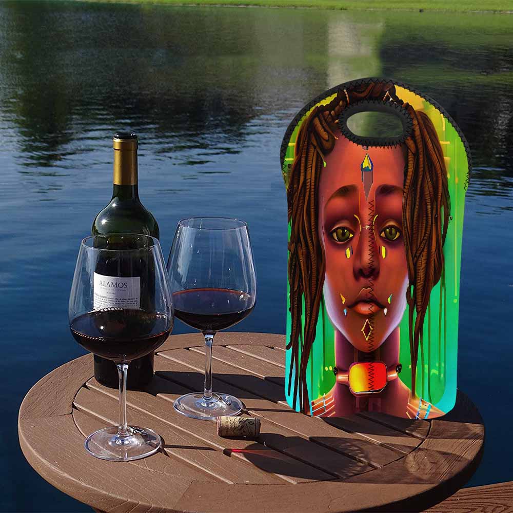 Dreads & Braids, 2 bottle wine bag, picnic or gift, african tribalgirlz Fulangiara 45