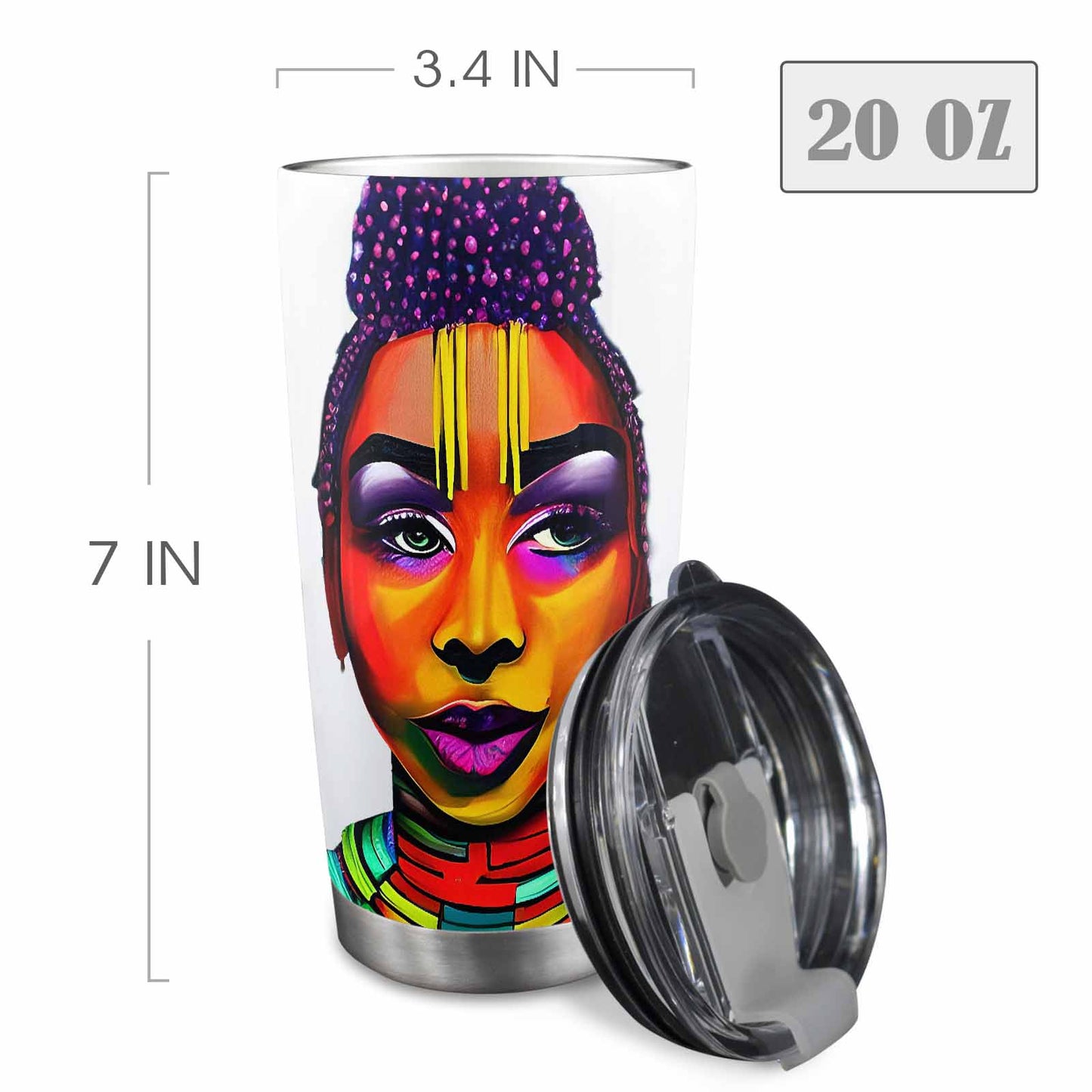 Dreads & Braids, Transparent Tumbler, mug, african tribal, outline BL, Fulangiara 35