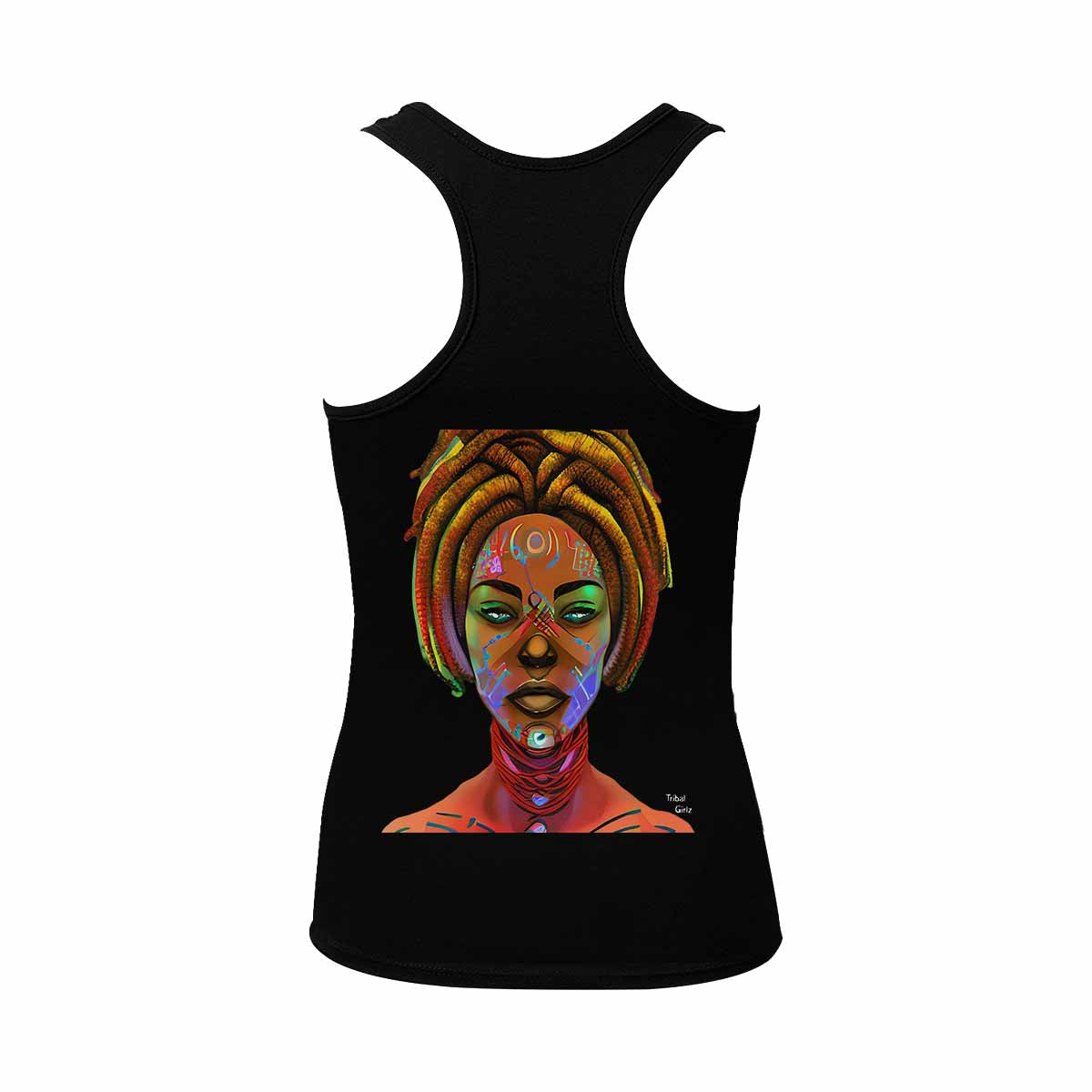 Dreads & Braids, BLACK tank top, cotton, african tribal, outline WL, Fulangiara 46