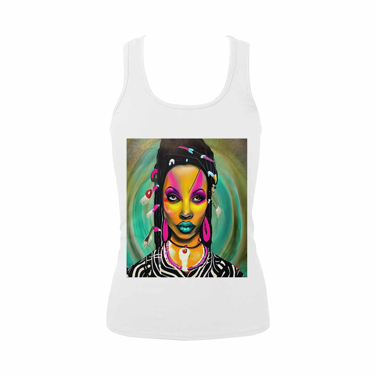 Dreads & Braids, WHITE tank top, cotton, african tribal, full image Fulangiara 33