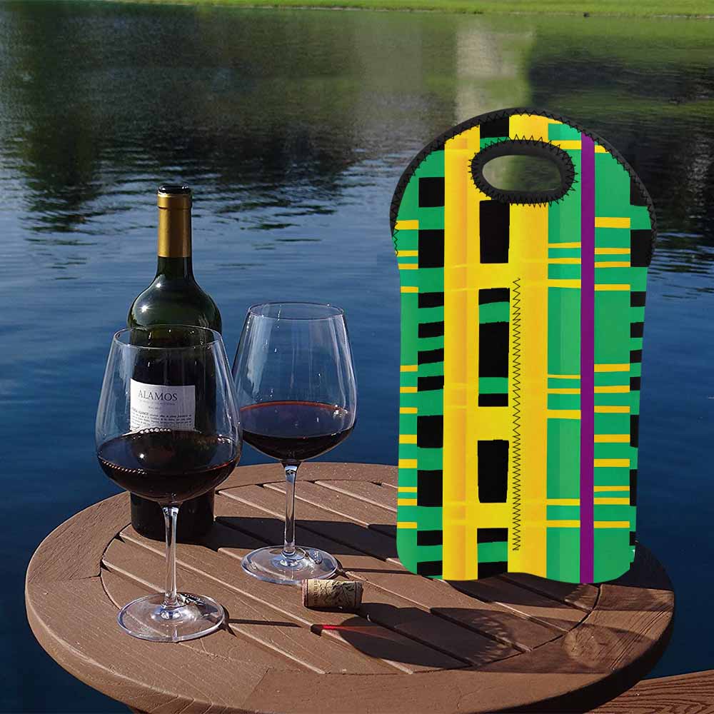 African Art, chic 2 bottle wine bag, design 49